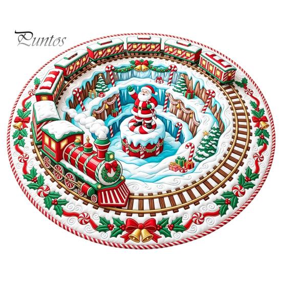 Indoor Decorative Floor Covering Round 3D Christmas Rug, Vortex Optical Illusion Area Santa Snowman Staircase Quiet Play Mat for Kids Depth