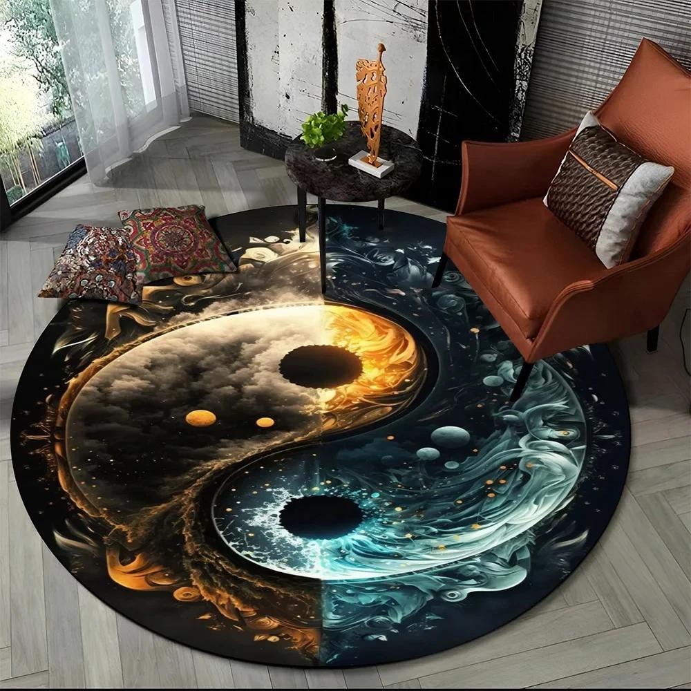 3D Naturalize Yin and Yang Chinese Tai Chi Round Carpet Circle Area Rug for Living Room Bedroom Decor Doormat Non-slip Floor Mat