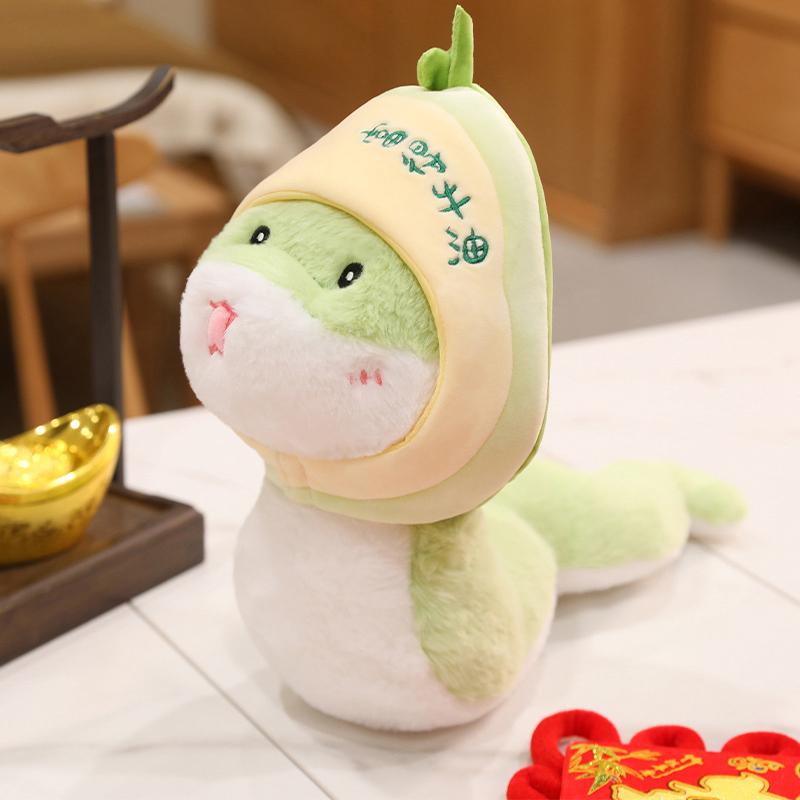New Year Cartoon Lucky Snake Animals Plush Figure Dolls Soft Pillow Toys Wear Lion Clothes Funny Christmas New Year Gift