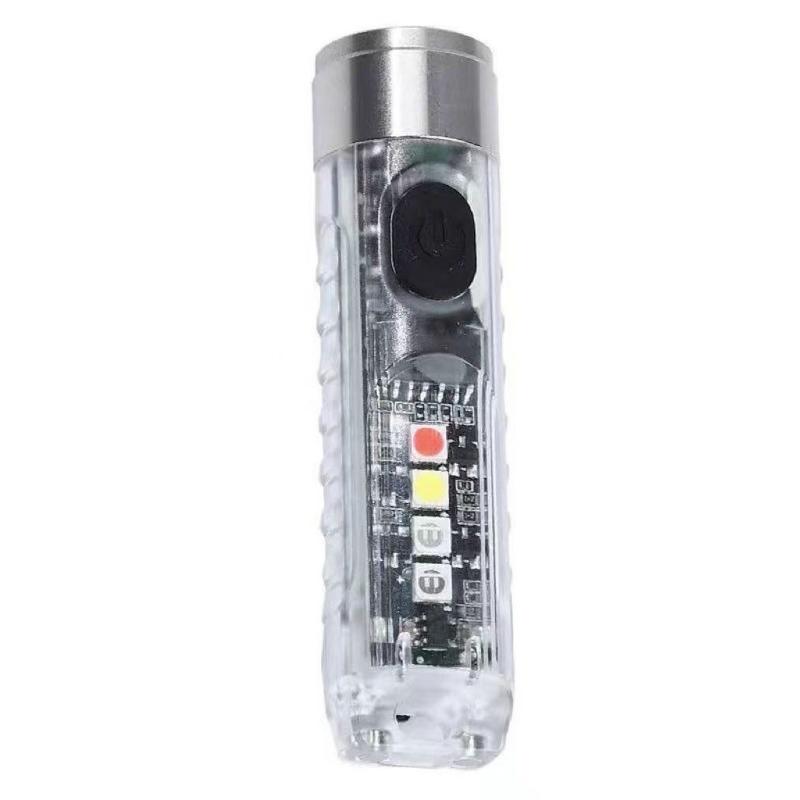 1Pc Rechargeable Mini Keychain Flashlight With 10 Modes And Magnetic Base - Ideal For Camping And Outdoor Activities