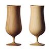 Vessel Beer Glasses, 380ml, Pair, Bamboo, Dishwasher Safe, White/Brown, RV-114WB