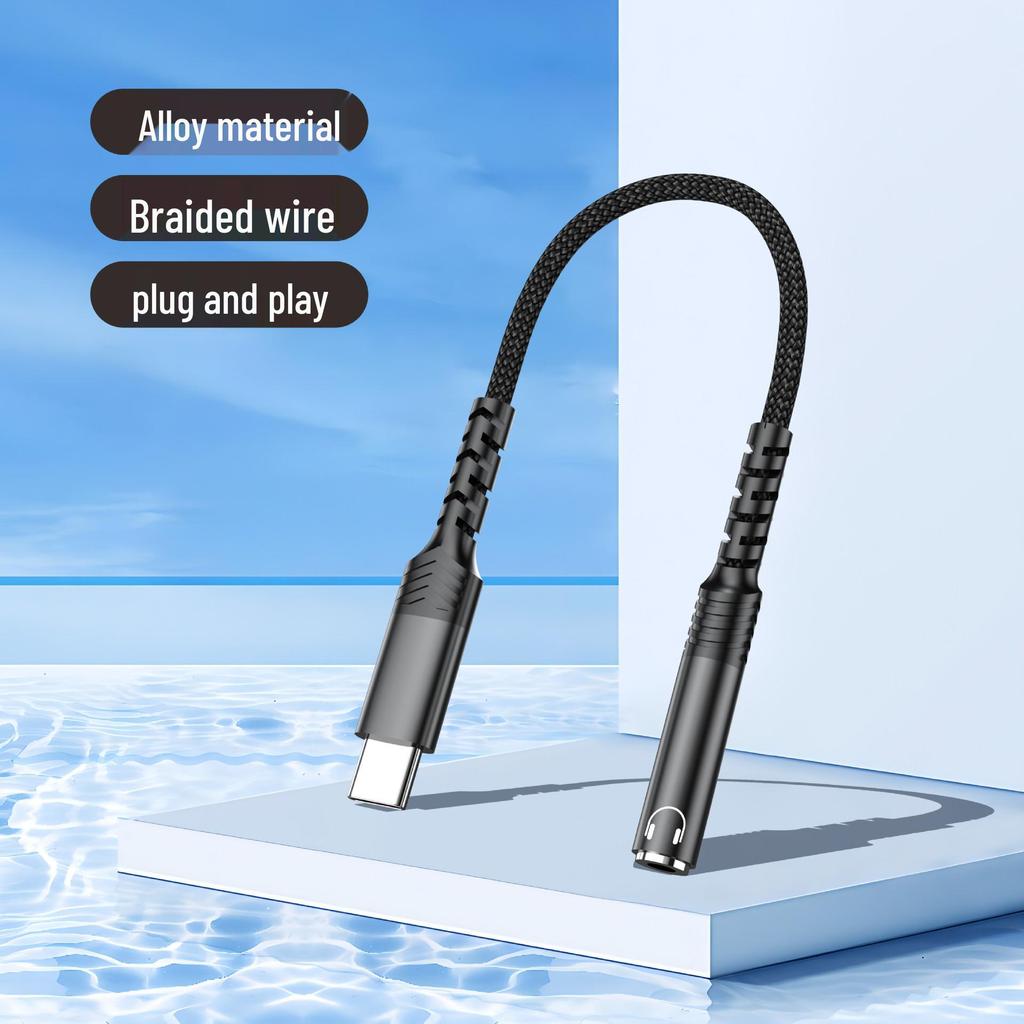 USB-C to 3.5mm Audio Adapter Cable for Apple, Huawei Headphones - Braided for Calls & Music