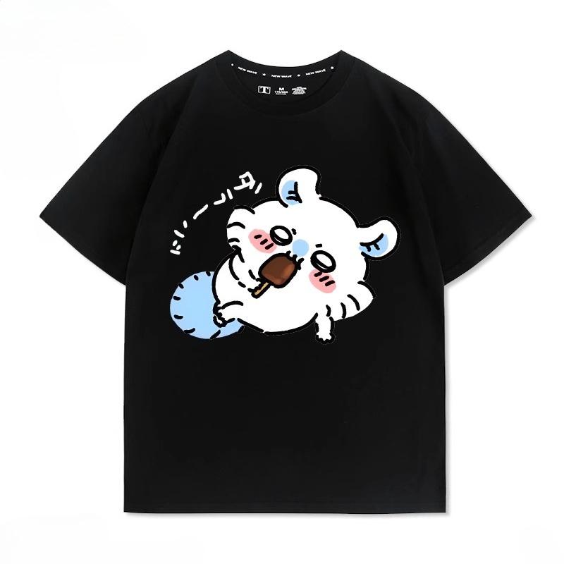 Miniso Cartoon Cute Chiikawa Printed Women Men Short-sleeved T-shirt Summer Casual Fashion Cotton Teenagers Loose Clothes