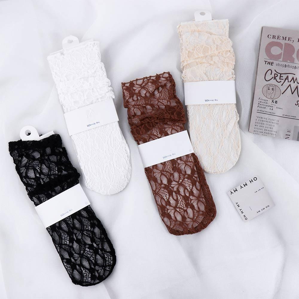 

Breathable Women Vine Korean JK Stockings Mesh Socks Lace Pile Stockings темный кофе