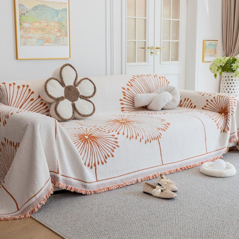 Printed Sofa Cover Chenille Sofa Towel Plush Tassel Blanket Couch Cover Universal Anti-cat Scratch Sofa Towel for Living Room