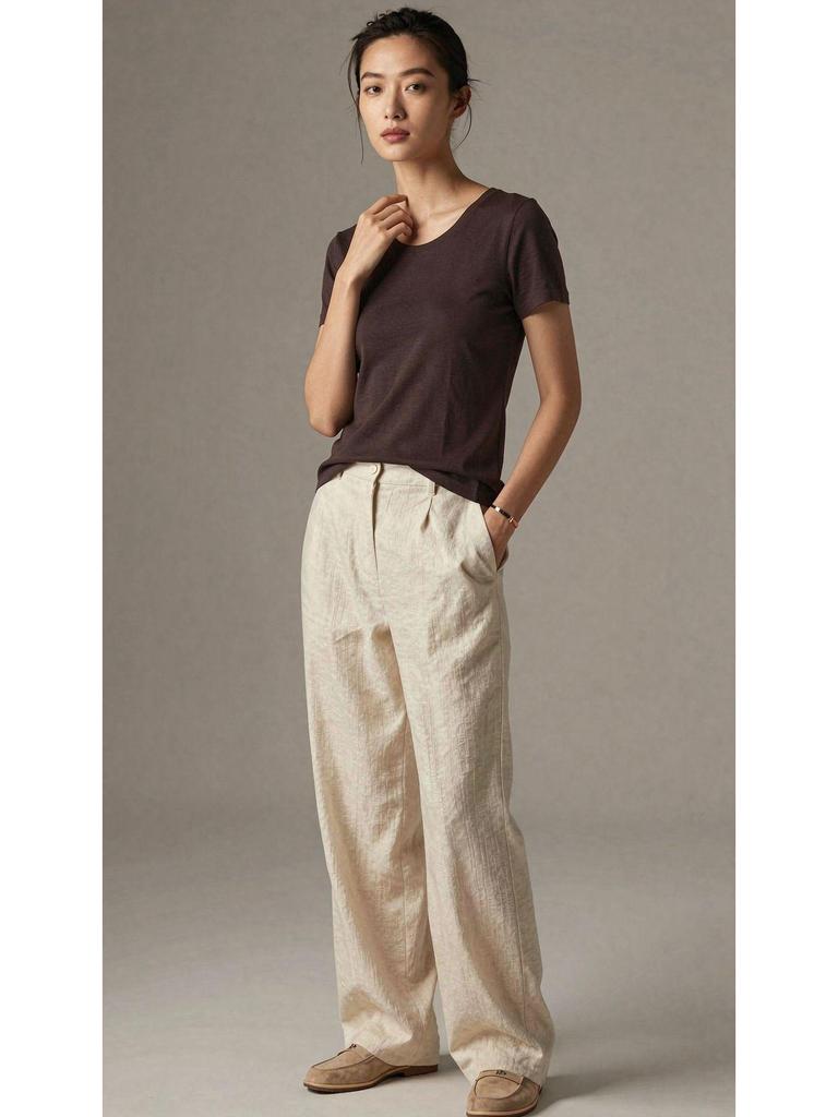 2026 Hangzhou Women's Mulberry Silk Lyocell U-Neck Tee - Lightweight, Breathable, Short-Sleeved Summer Fashion