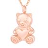 [InfuMemo] Cremation Jewelry Pendant Teddy Bear Heart Urn Necklace for Men and Women with Mini Urn, Memorial Ashes Jewelry for Loved One