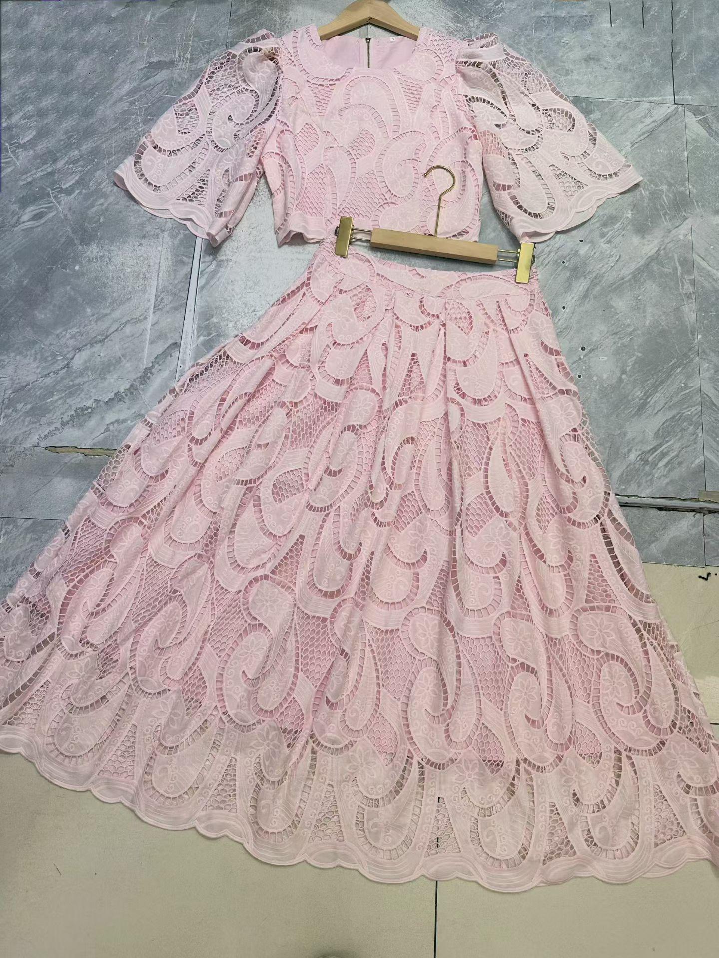 Australian Style Lace Hollow-out Two-piece Skirt Set S