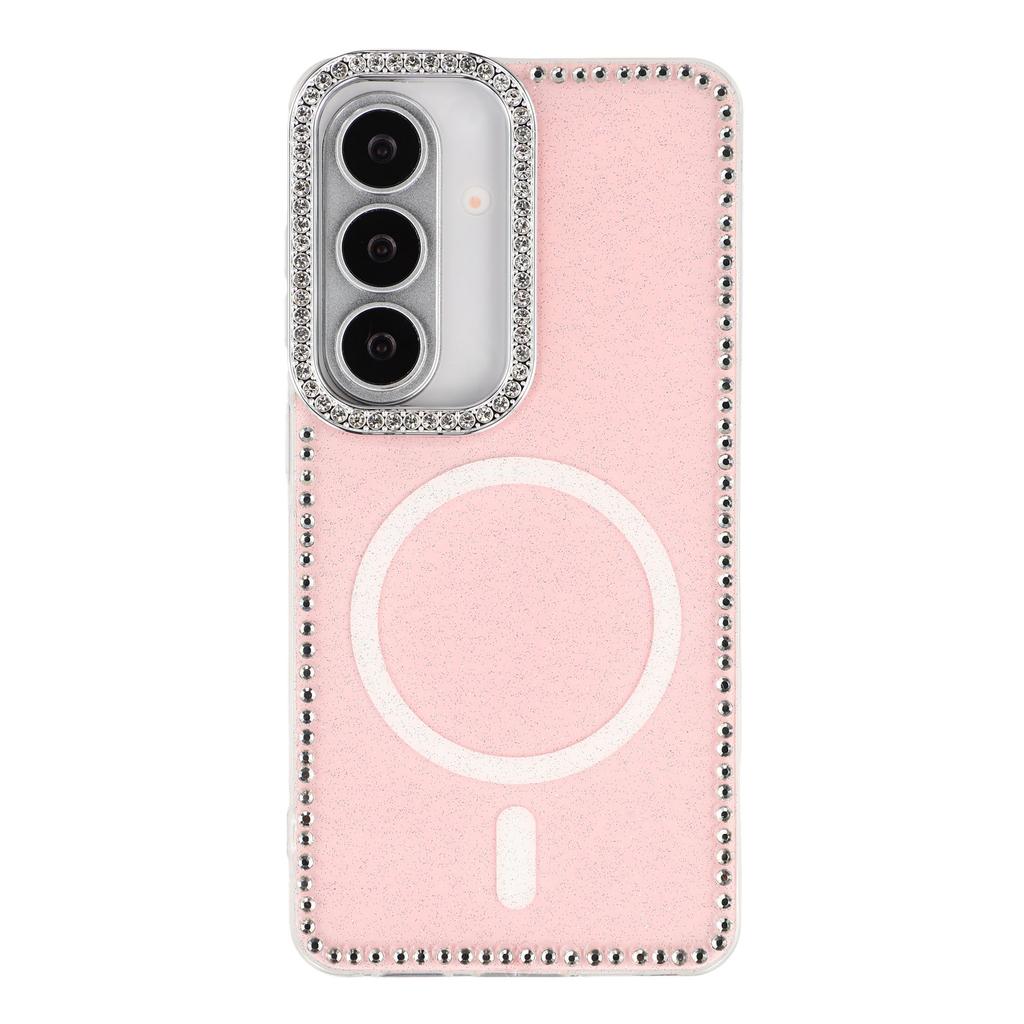 For Samsung Galaxy S26 Pro / S26 Magnetic Case Rhinestone Edge Glitter Back TPU + PC IMD Phone Cover