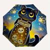 1pc Night Cat Compact Travel Leisure Umbrella, Auto Folding Lightweight Windproof 8-Bone Reinforced Design, Portable for Backpack Durable Ca