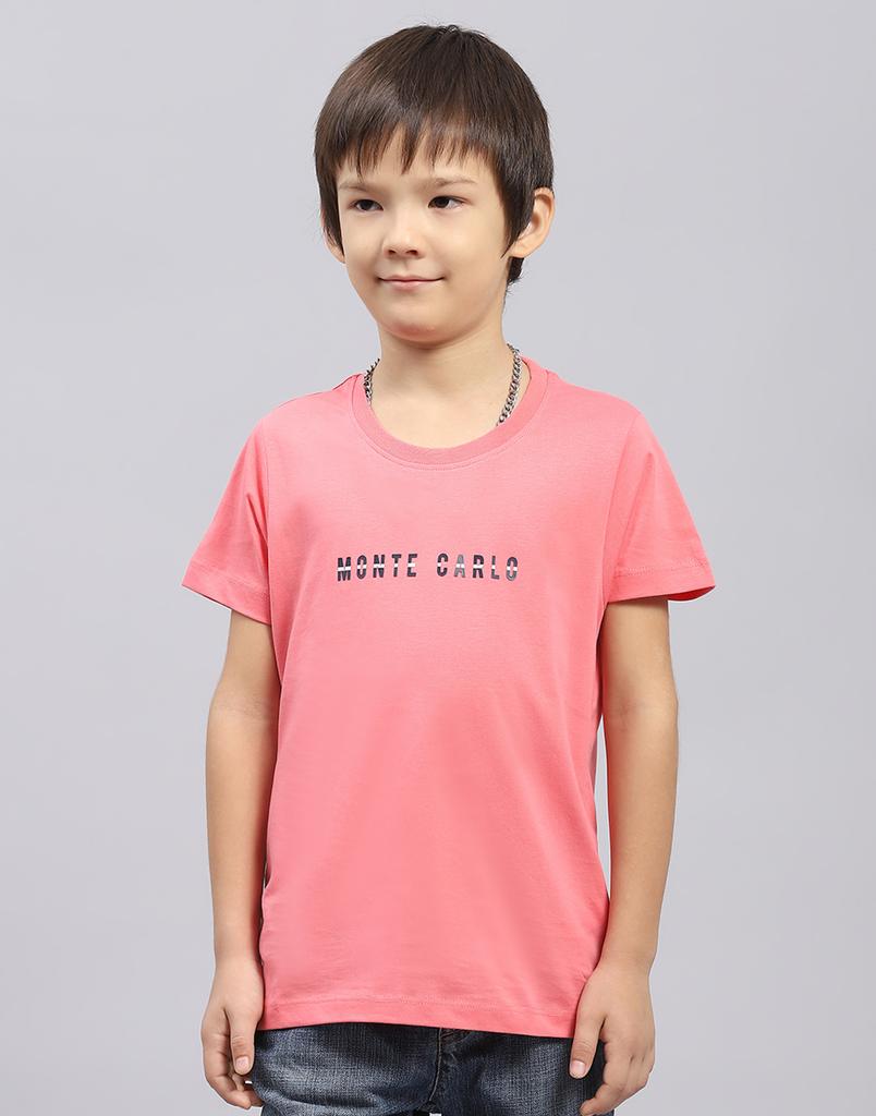 MONTE CARLO Boys Red Printed Round Neck Half Sleeve Regular Fit T-Shirt