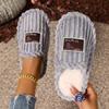 Multi Color Optional Fashionable Warm and Soft Fabric with Fluffy Plush Collar for Home Warm Winter Slippers - Skin Friendly Warm Couple Slippers