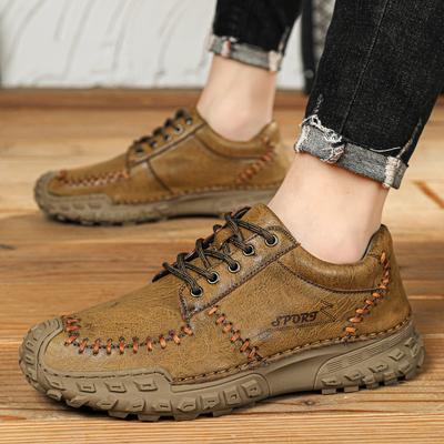 Leather Casual Shoes for Men Lace Up Oxfords Outdoor Comfortable Soft Men Oxfords Handmade Sewing Moccasins Driving Shoes Men