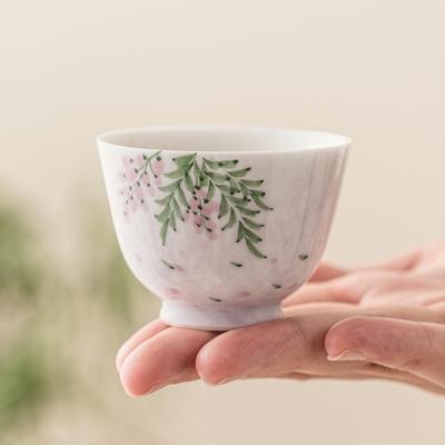 Hand-painted Wisteria Flower Teacup Ceramic Master Cups Retro Vintage Household Tea Bowls Chinese Kung Fu Teaware Set Gift Box