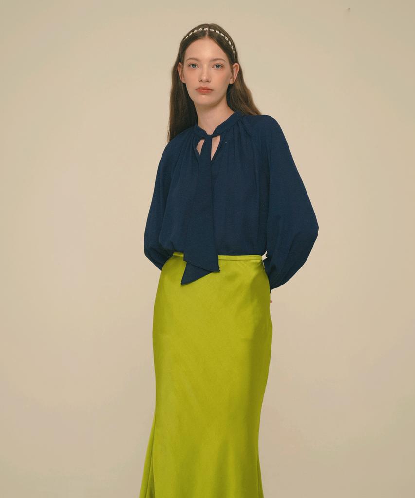 Aiseugadeuneiogongpal Mermaid Maxi Satin Skirt_Golden Lime