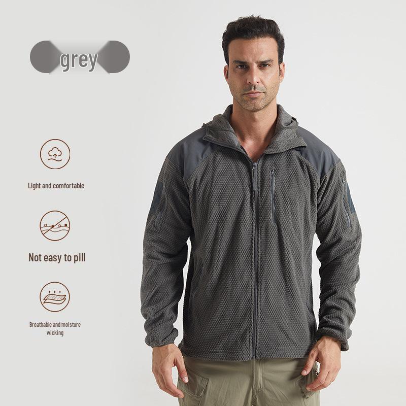 Men s Outdoor Hooded Sherpa Fleece Jacket for Cycling XXL