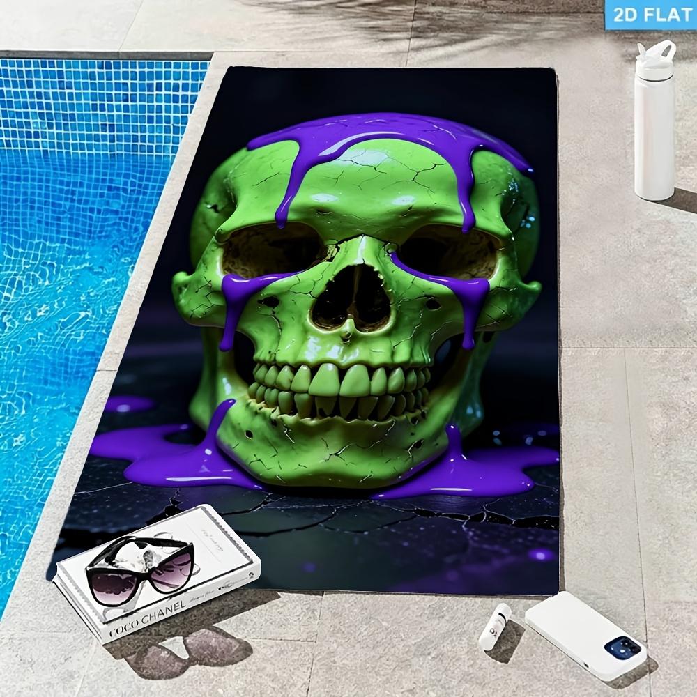 Hip Hop Punk Totenkopf Muster Mikrofaser Strandtuch 2D Flach Gedruckt Sandfest Wasserdicht Niedlich Picknickdecke Reiseutensilien