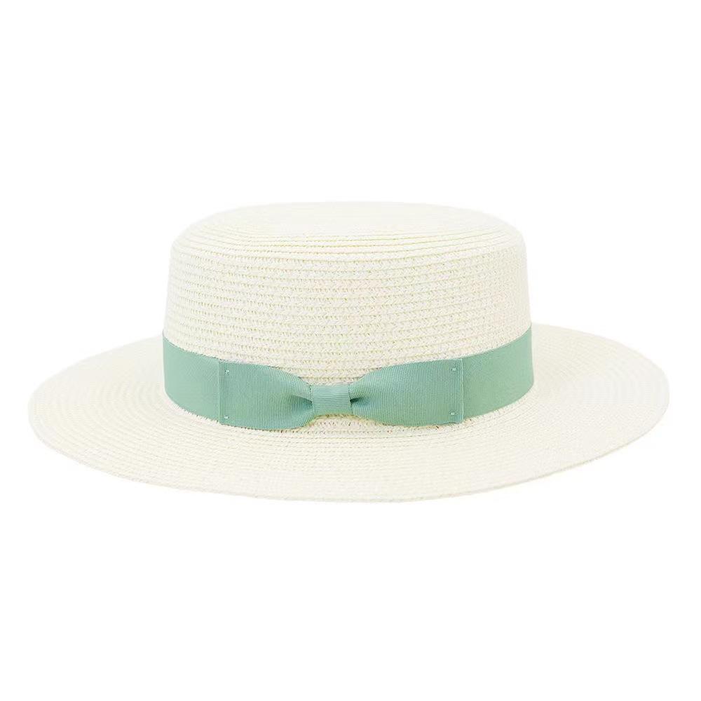 Men and women's new outdoor seaside sunshade bow big eaves flat top straw hat beach stage top hat