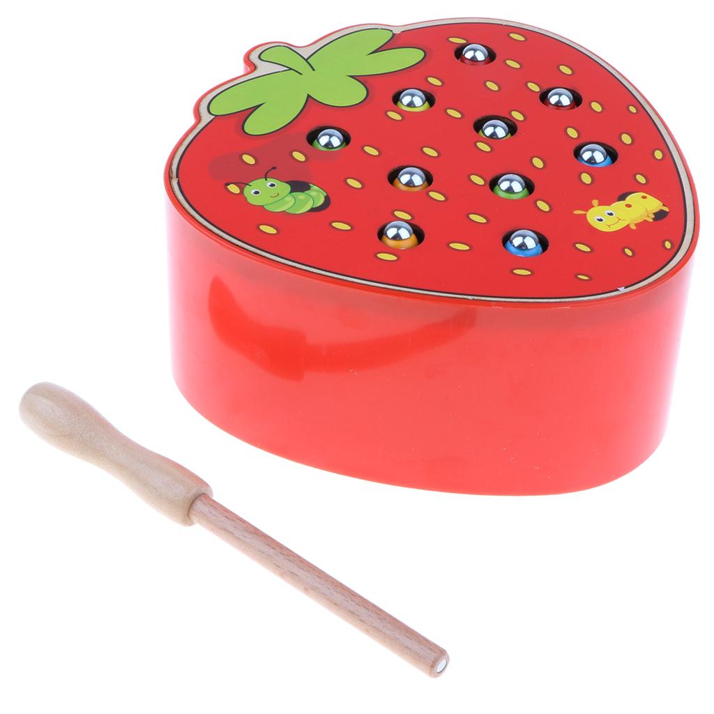 Wooden Magnet Fruit Bug Game Toy, Montessori Intellectual Game, Kids Toddler Developmental Toy-