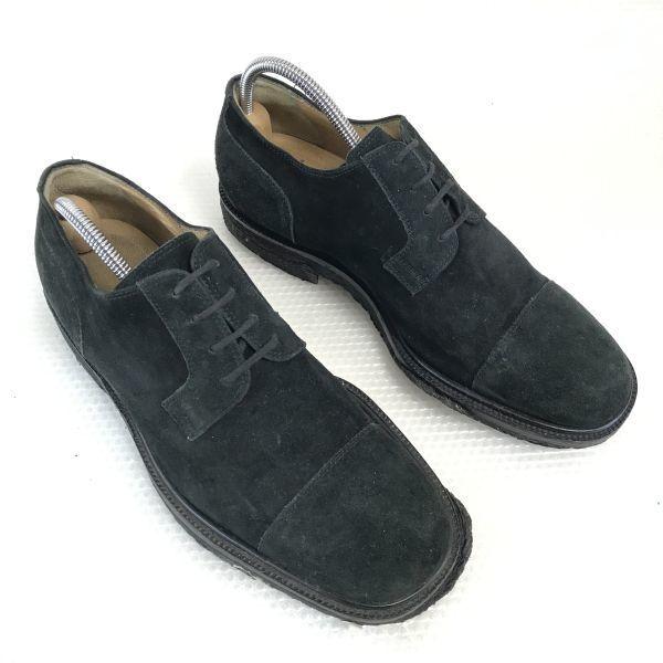 LARIO Crepe Sole Suede Leather Desert Boots [Italy/7/25.5-26.0/Black] Dress Shoes(USED)