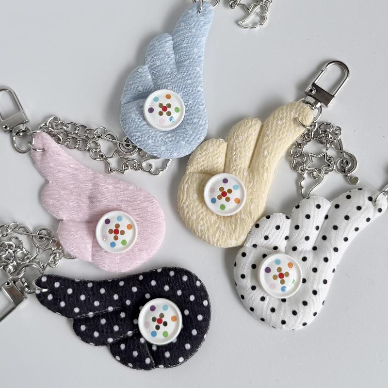 Soft Cloud Fabric Keychain with Star Music Note Pendants Multi Colors Lovely Car Key Decor for Valentine's Day Gift