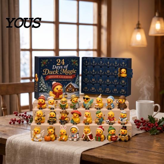 Christmas Countdown Calendar for Kids Magic Animal Advent Calendar, 24-Day Highland Cow/Cat/Sheep/Red Bird Acrylic Ornament Set, Gift Cow