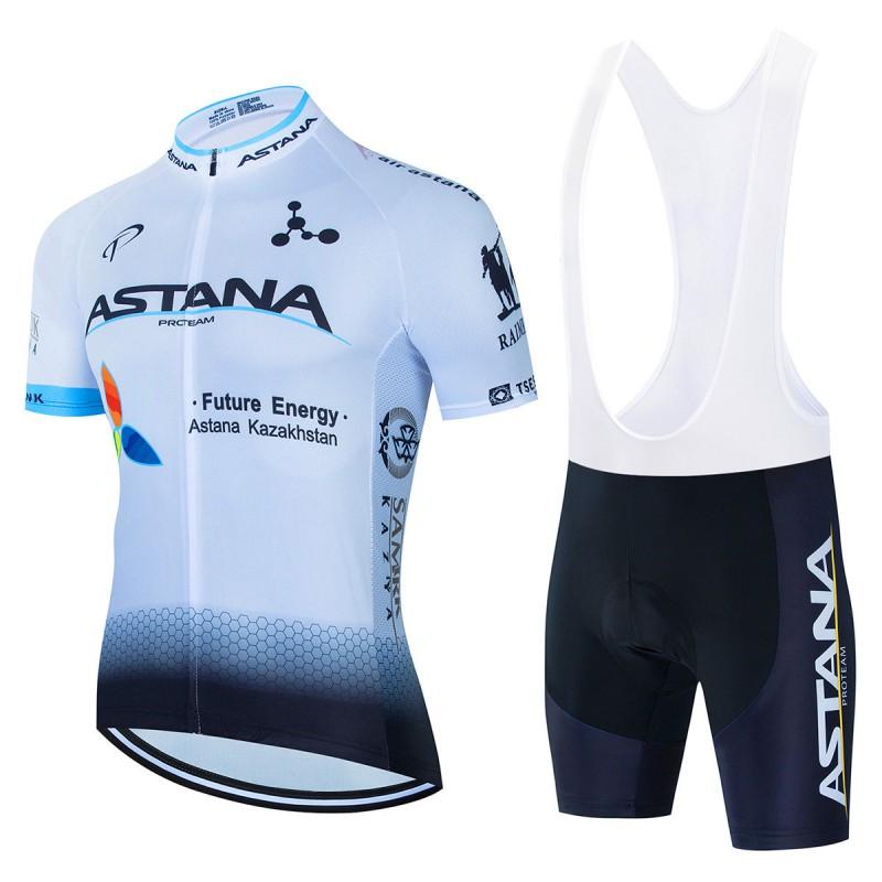 Mens Cycling Jersey Set Breathable Quick-Dry Short Sleeve Kit ASTANA Team Style Ride Wear