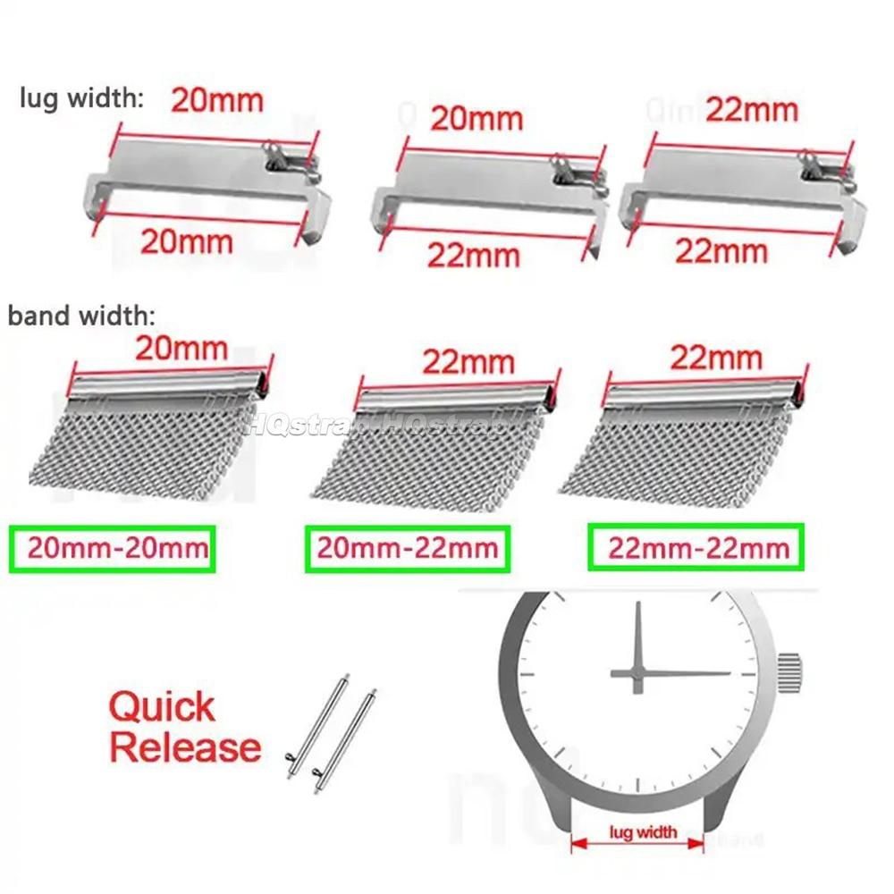 2pcs Strap Adapter Watch Band Pin Connectors 20mm To 18mm 20mm 22mm To 22mm 22mm To 20mm Quick Release Spring Bars Accessories