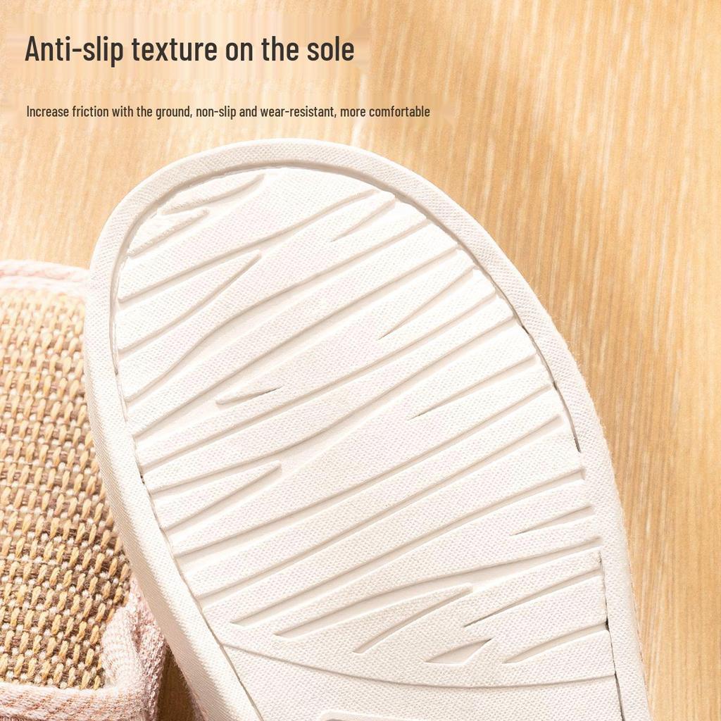 Jie Liya Unisex Linen Slippers - Sweat-Absorbent, Silent, All-Season Indoor Use