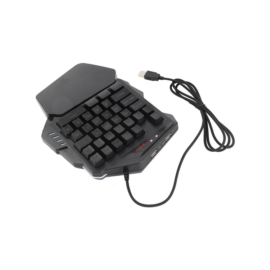 One Handed Gaming Keyboard USB RGB Wired Illuminated Keyboard Gaming Accessory for Desktop PC Laptop