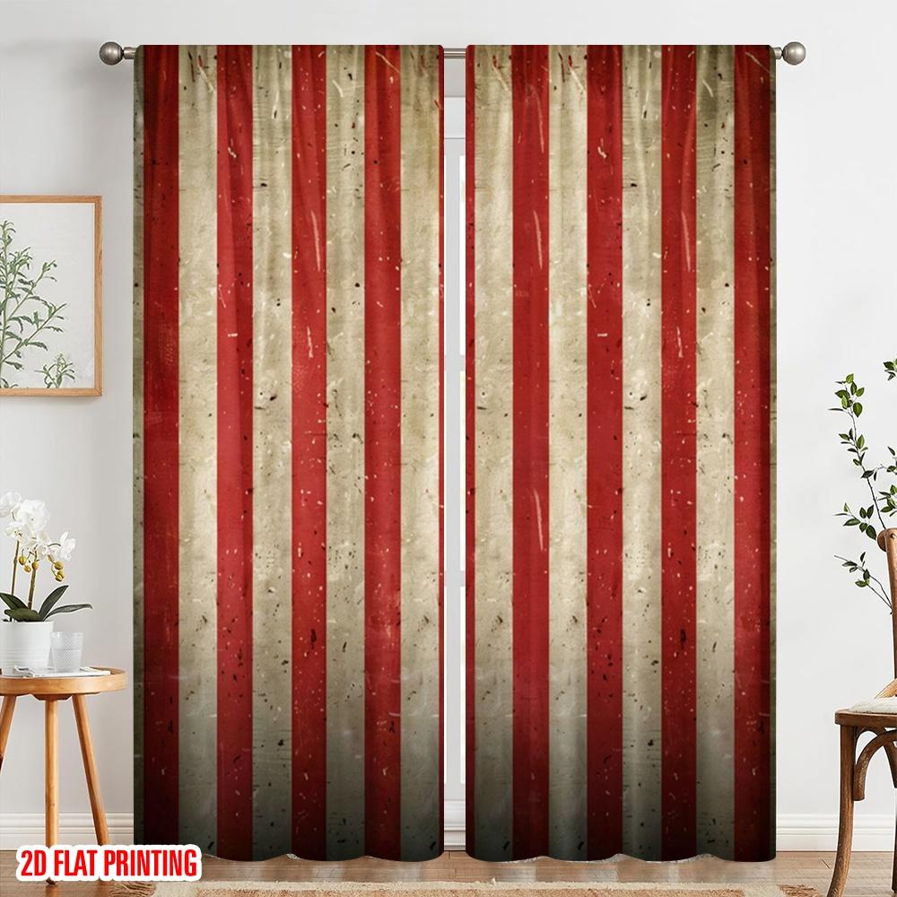 2pcs 2D flat printing Scene Curtain Evil Halloween Circus Carnival Festival Red and White Stripes Shouting Bloody Splashing