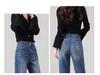 Women's High-Waisted Wide-Leg Flared Jeans - Spring 2025, Slimming, Loose-Fit, Non-Cling, Blue