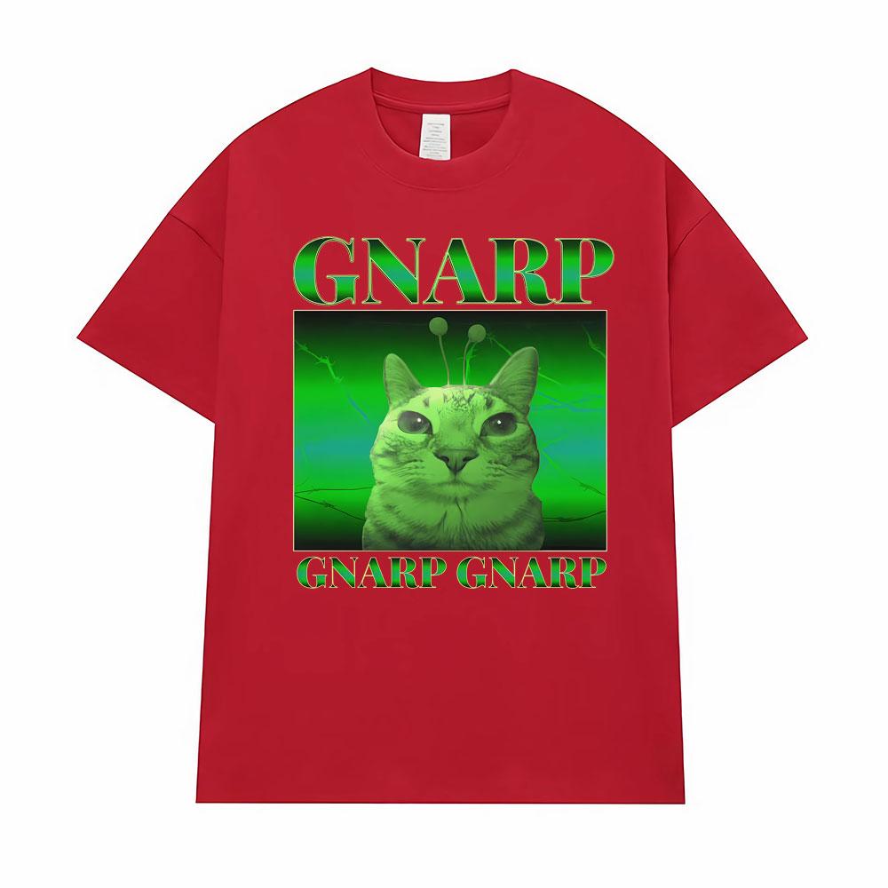 Silly Alien Graphic Gnarp Cat Meme Print T-Shirt Men's Clothing Y2K Vintage Classic T Shirt Unisex Short Sleeve Oversized TShirt