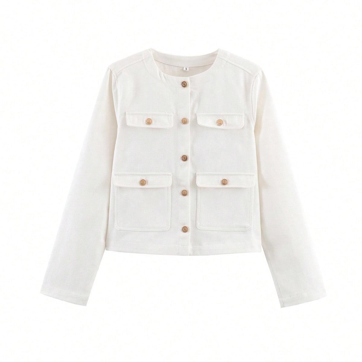 

Spring/Autumn Women s Slim Fit Denim Jacket - European/American Style, Solid Color, Buttoned, Trendy Fashion Large