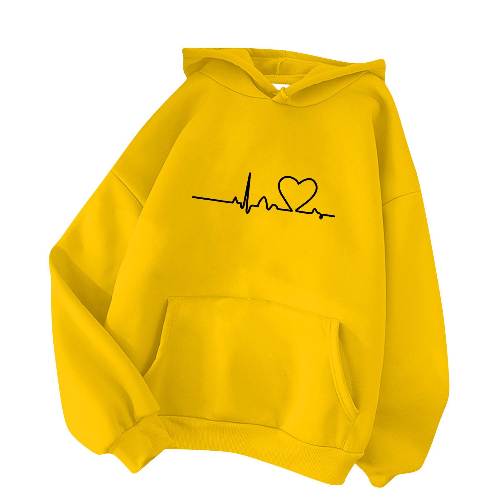 

Женская модная повседневная толстовка с капюшоном и длинными рукавами XL жёлтый