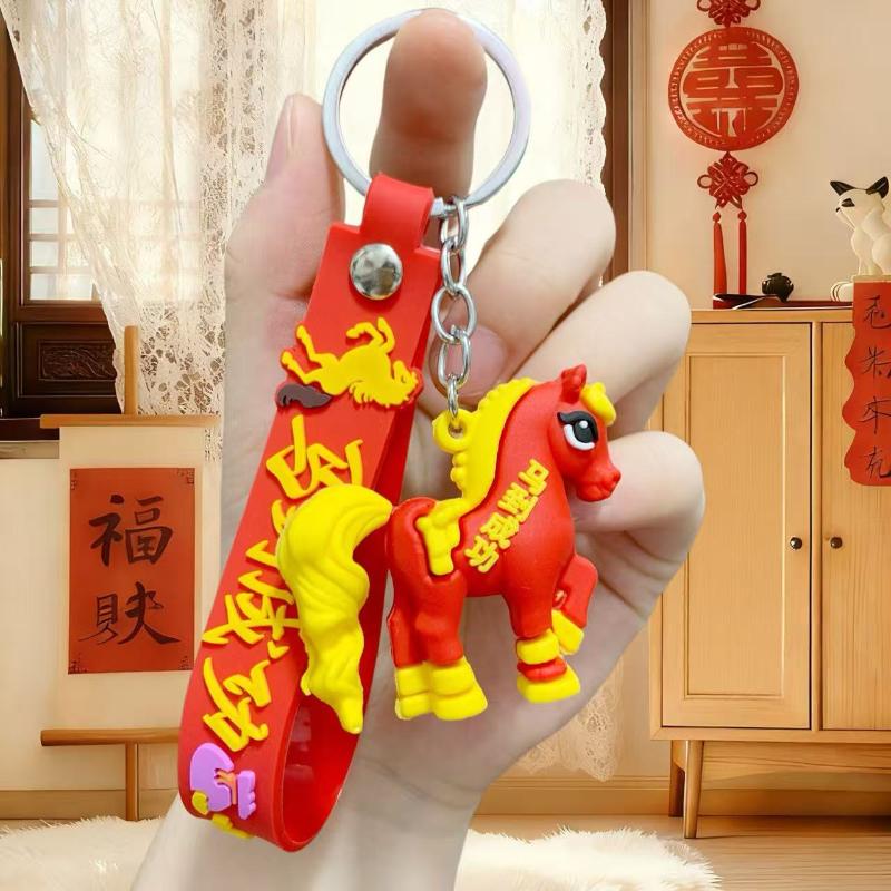 Cute 2026 Year Of The Horse Keychain Zodiac Pony Pendant Couple Backpack Fashionable Accessory Jewelry New Year Mascot Gifts