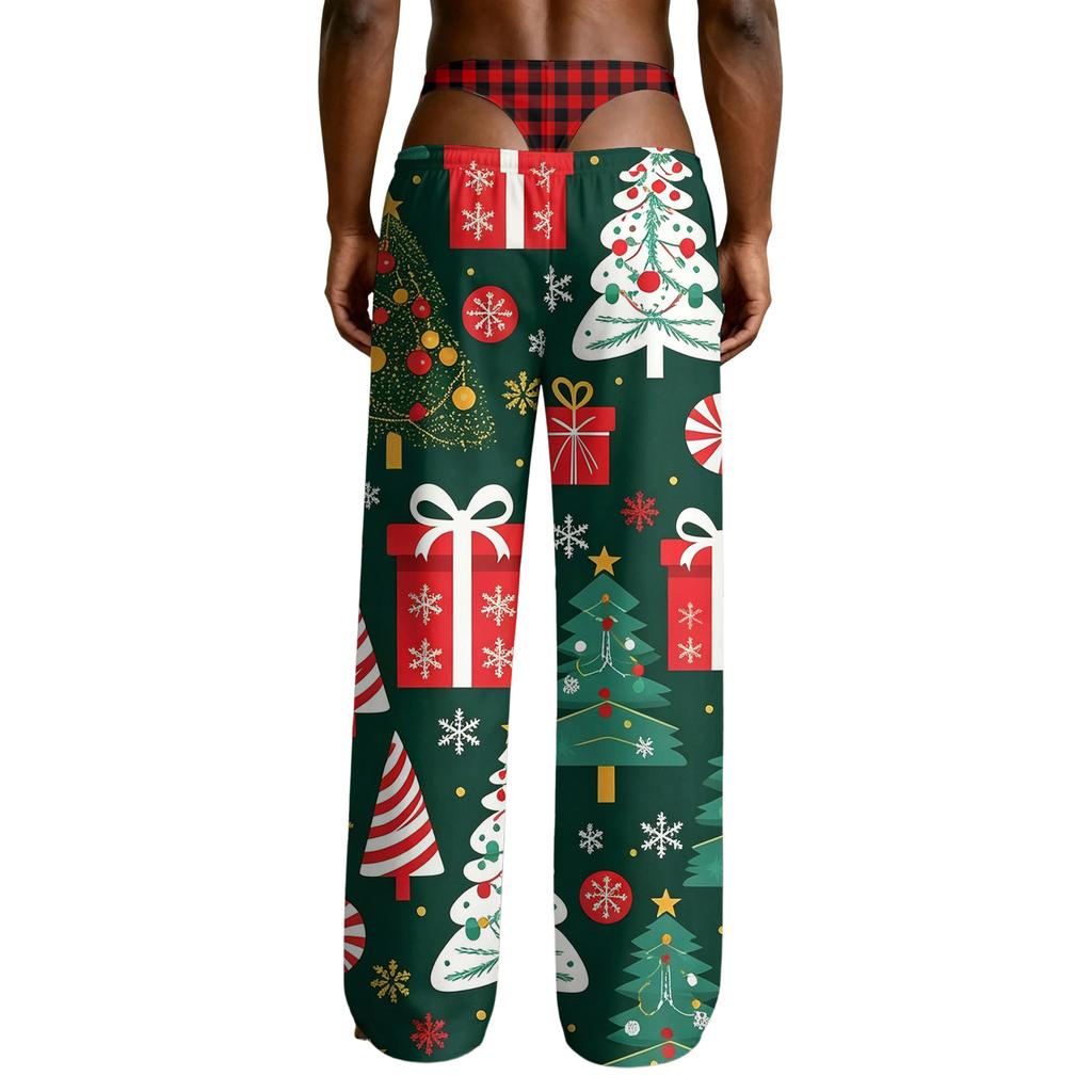Men's Funny Sleep Pants with Brief Print for Halloween Novelty Pants