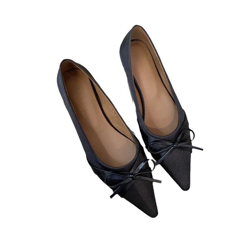 Schöne Schleife spitze Einzel Schuhe Damen 2024 neu Französisch nicht müde Fuß Pendeln flacher Mund flache Schuhe