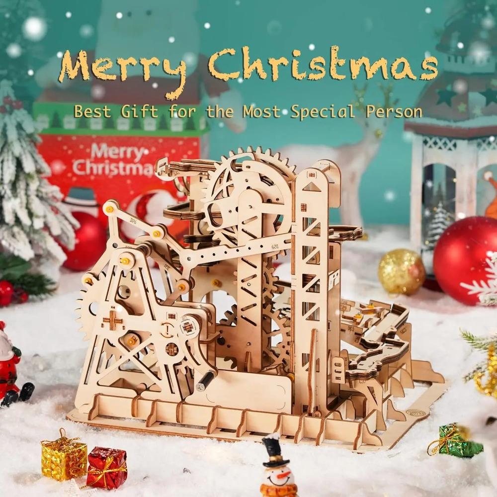 Robotime Rokr Marble Coaster 3D Puzzle Games Wooden Model Kits with Balls Wooden Construction Craft Toys for Kids and Adults