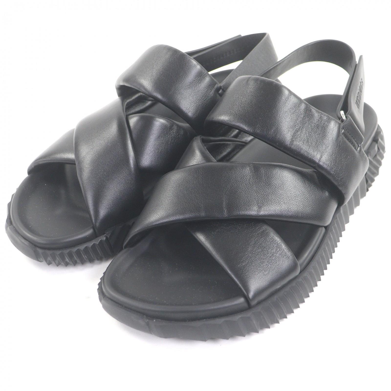 

Excellent HERMES Sandals Electric strap black leather mens 43 Used