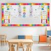 1Roll Self Adhesive Rainbow Pencil Edge Stickers Chalkboard Bulletin Board Border Paper 3Inch Border Classroom Decors