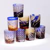 Handicraft Cut Amber Blue Colored Glass Whisky Glasses Tumbler Japanese Edo Kiriko Technique Glass Artwork Drinkware 260Ml