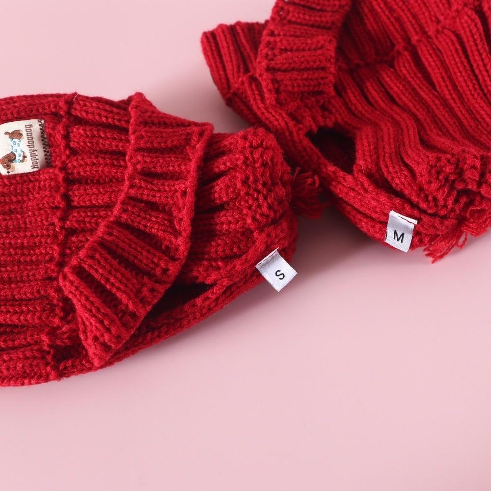 Pet Accessory Warm Knitted Dog Hat Windproof Hand-knitted Pet Headwear Ear Exposed Pompon Pet Hat Photography Prop