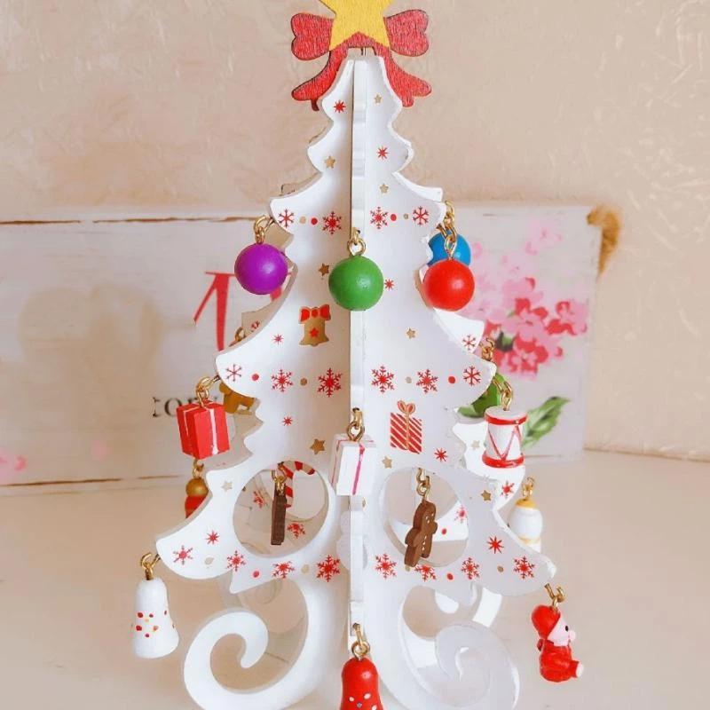 Creative Wooden Christmas Tree Window Shop Mall Desktop Display Props Ornament Holiday Gifts Decoration Ornaments