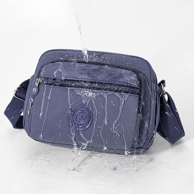 Crossbody Bag Multi-Layer Pocket Shoulder Bag Water-Repellent Nylon Women's Small Square Bag