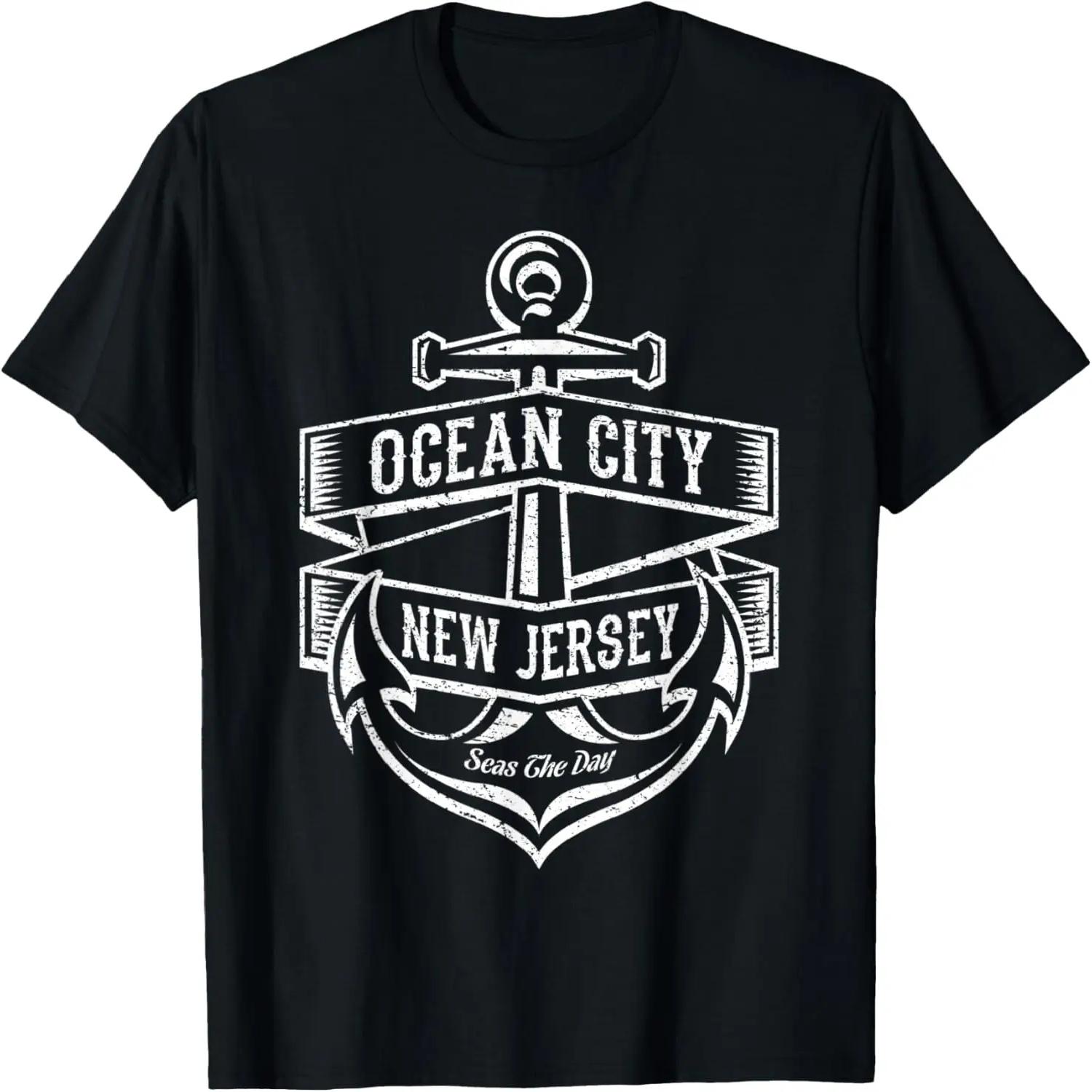 

Ocean City New Jersey NJ Vintage Anchor Design Gift T-Shirt S чёрный