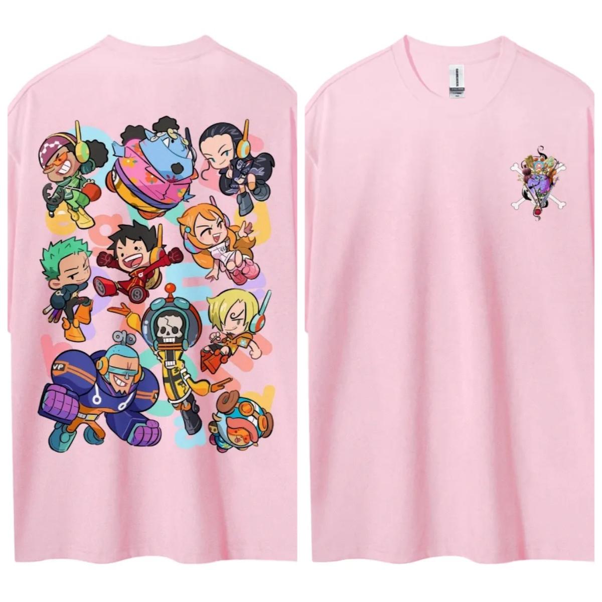 

ONE PIECE Luffy Second Third Fourth Fifth Hotblooded Animation Couple Casual Short Sleeve Half Sleeve Comfortable Short Sleeve 4XL