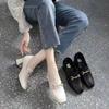 2026 spring and autumn soft leather women's thick heel buckle small leather shoes medium heel fashion versatile comfortable single shoes women