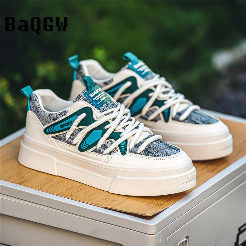 Fashion New Men‘s Sneakers Fashion Color Block Casual Shoes Light Breathable Running Shoes Lace Up Platform Shoes Zapatillas De Hombre