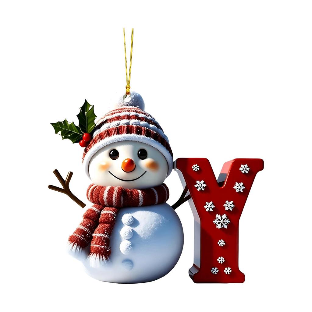 Acrylic Snowman Letter Car Hanging Ornament Christmas Car Decor